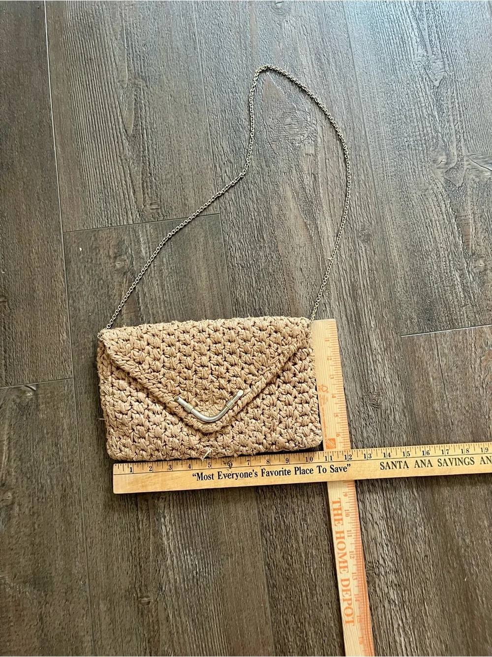 Woven Straw Envelope Crossbody Bag - Brown